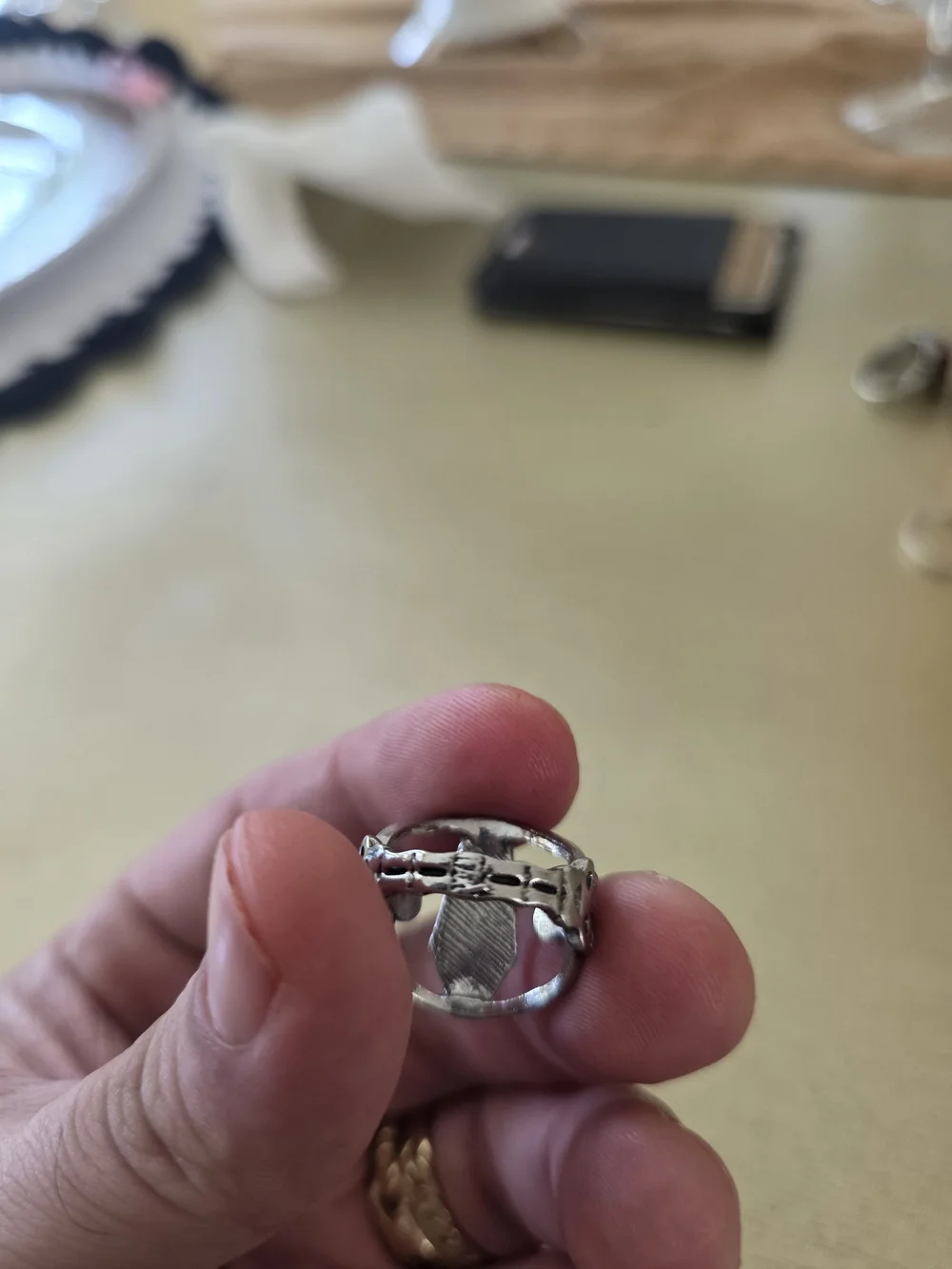Silver Red Coffin Ring